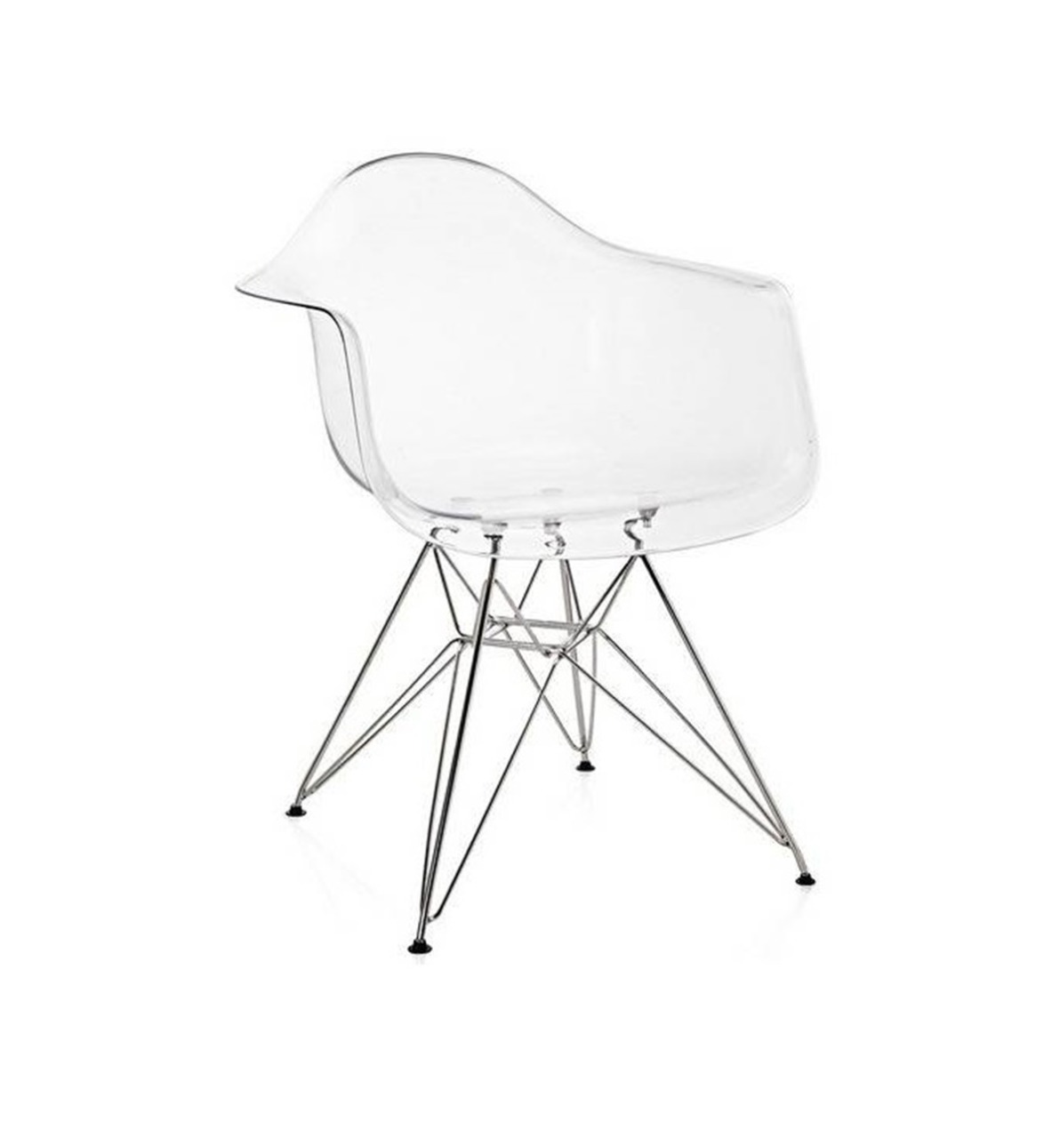 Cadeira Eames c/braço metal transparente